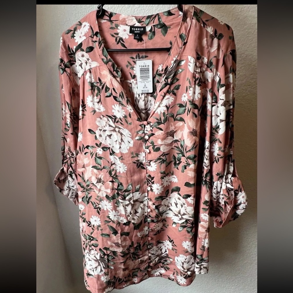 Torrid Pink Floral Women's Top 3X